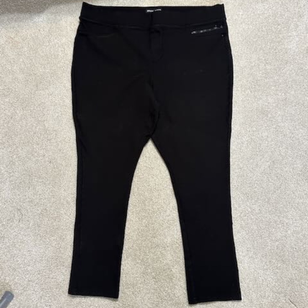 DKNY Black Knit Jeans Leggings Womens XXL Ankle Length 27" Inseam
